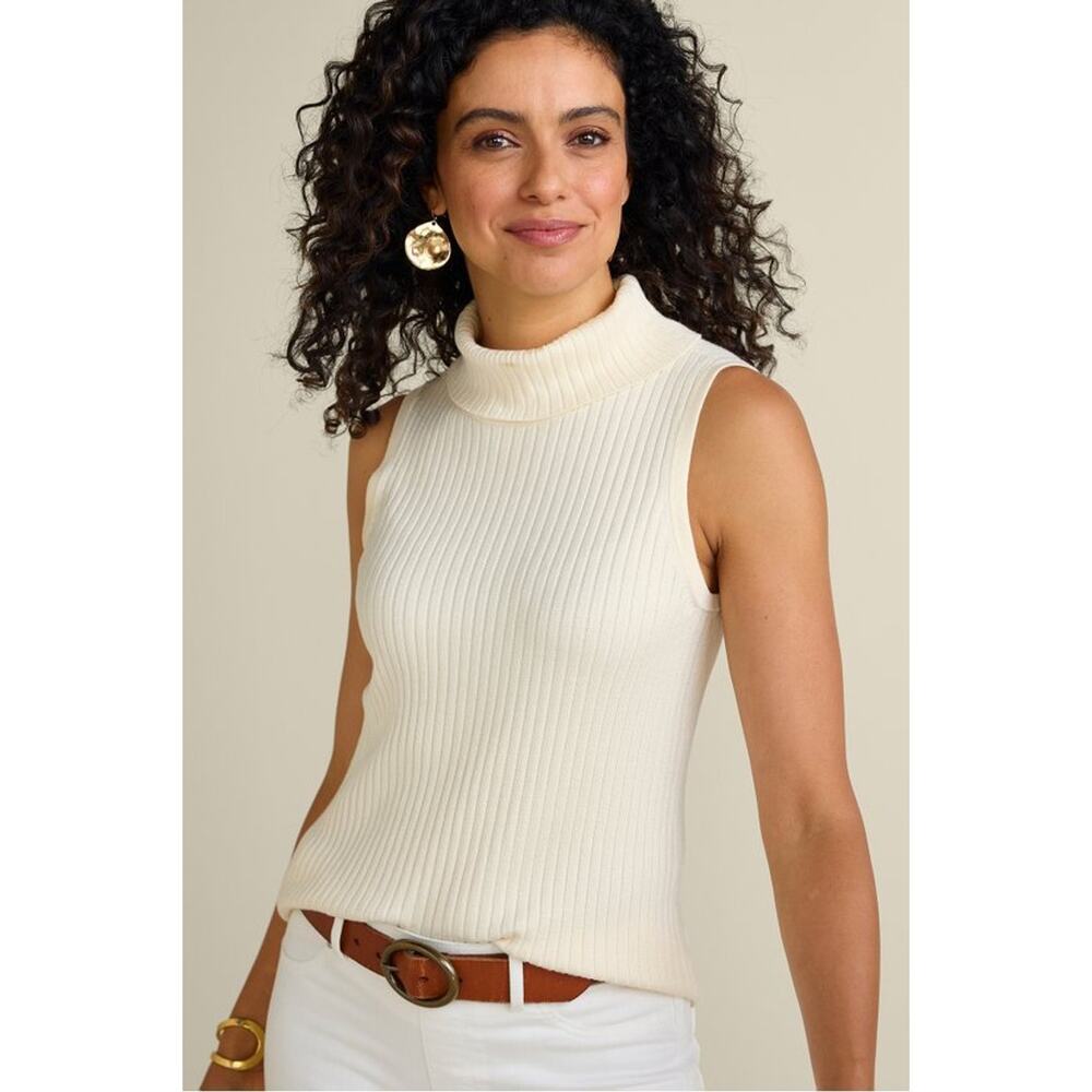 Soft Surroundings Ribbed Turtleneck Tank Top Sleeveless Sweater Womens Sz XL